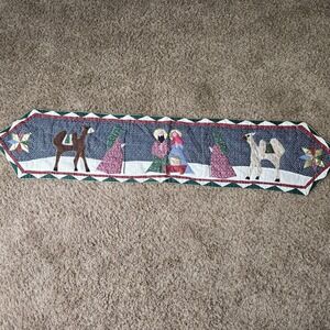 Nativity Scene Quilted Table Runner Christmas Decor ~ 67" Long Handmade Style...